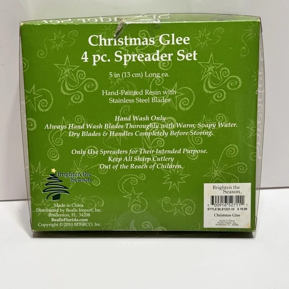 Set of 4 Stainless Steel Knives Spreaders Christmas Merry Glee 5.5